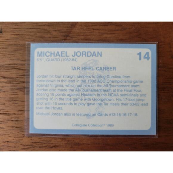 1989 Collegiate Collection #14 Michael Jordan - Carolina's Finest 1st Edition - Picture 2 of 2